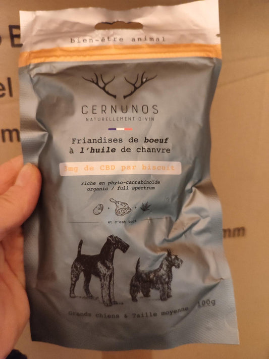 Friandises de bœuf à l'huile de chanvre 100g